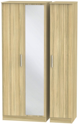 Contrast 3 Door Mirror Wardrobe - Cocobolo