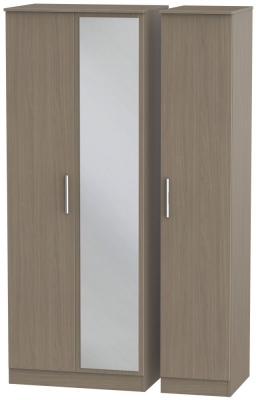 Contrast 3 Door Mirror Wardrobe - Toronto Walnut