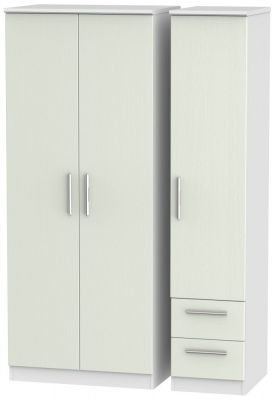 Knightsbridge 3 Door 2 Right Drawer Wardrobe - Kaschmir Ash and White