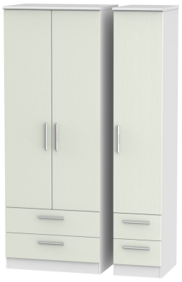 Knightsbridge 3 Door 4 Drawer Tall Wardrobe - Kaschmir Ash and White