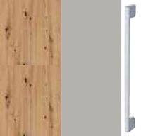Artisan Oak Carcase with High Polish Soft Grey Front and Aluminium Color Handle A384M