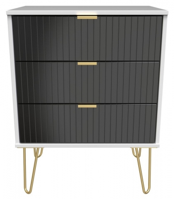 Deep Black Front and White Matt Base Unit with Gold Hair Pin Style Metal Legs