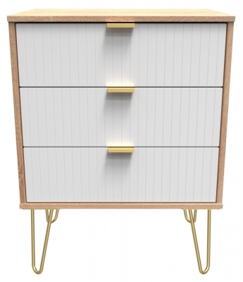 White Matt Front and Bardolino Oak Base Unit with Gold Hair Pin Style Metal Legs