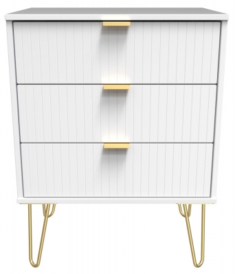 White Matt with Gold Hair Pin Style Metal Legs