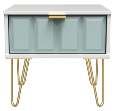 Duck Front and White Matt Base Unit with Gold Hair Pin Style Metal Legs