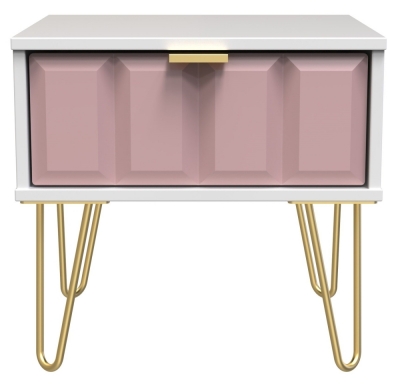 Kobe Pink Front and White Matt Base Unit with Gold Hair Pin Style Metal Legs