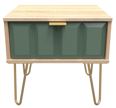Labrador Front and Bardolino Oak Base Unit with Gold Hair Pin Style Metal Legs