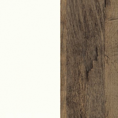 Matt White Front with Vintage Oak Base