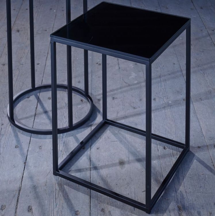 Product photograph of Kensal Black Glass Square Coffee Table from Choice Furniture Superstore.