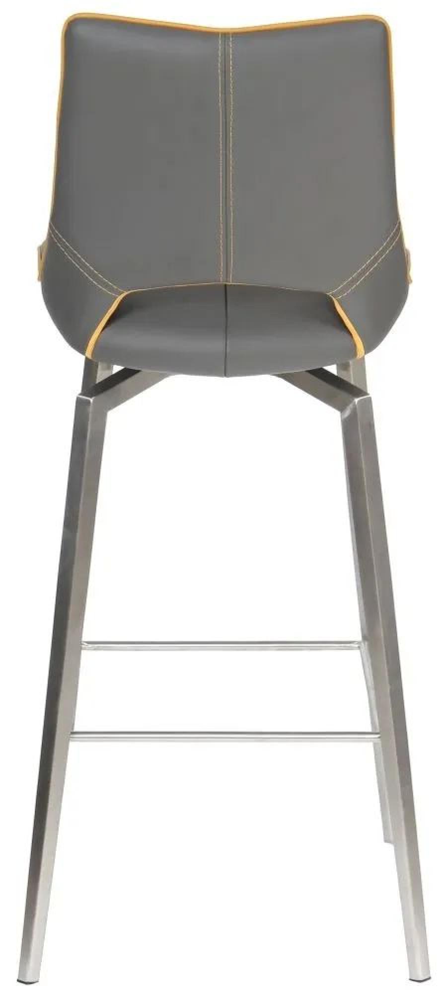 Product photograph of Set Of 2 Mako Graphite Grey Leather Effect Swivel Bar Stool from Choice Furniture Superstore.