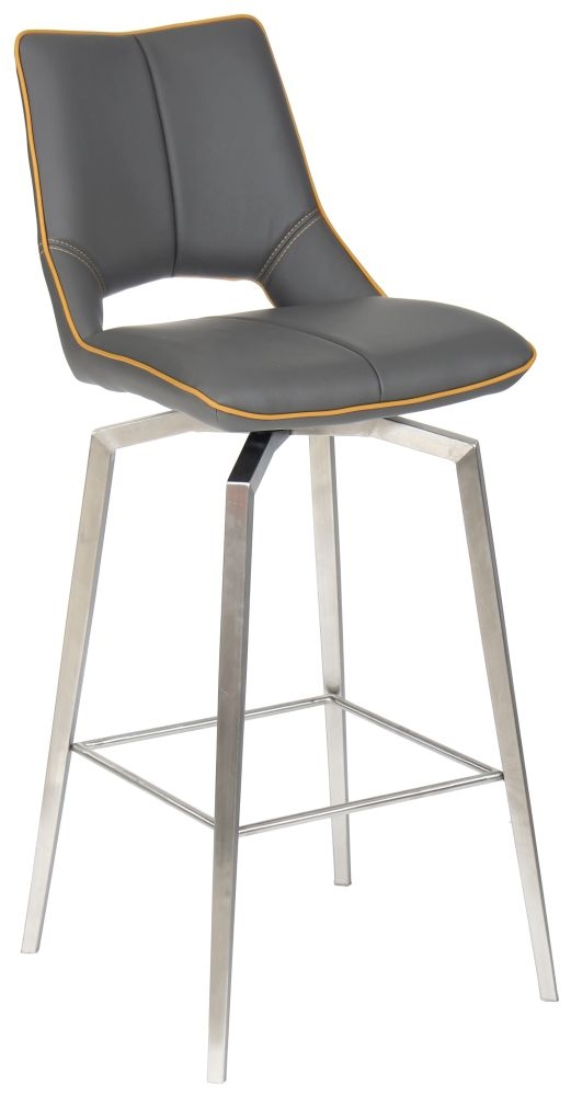Product photograph of Mako Swivel Leather Effect Bar Chair Sold In Pairs from Choice Furniture Superstore.