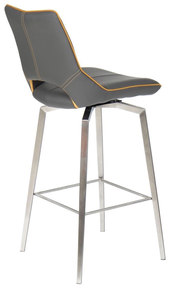 Mako Graphite Grey Leather Effect Swivel Bar Stool (Sold in Pairs) CFS UK