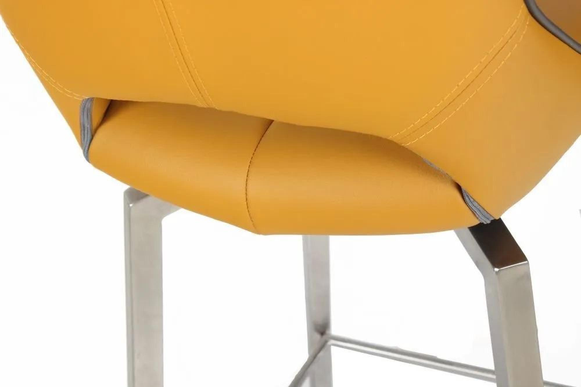 Product photograph of Set Of 2 Mako Yellow Leather Effect Swivel Bar Stool from Choice Furniture Superstore.