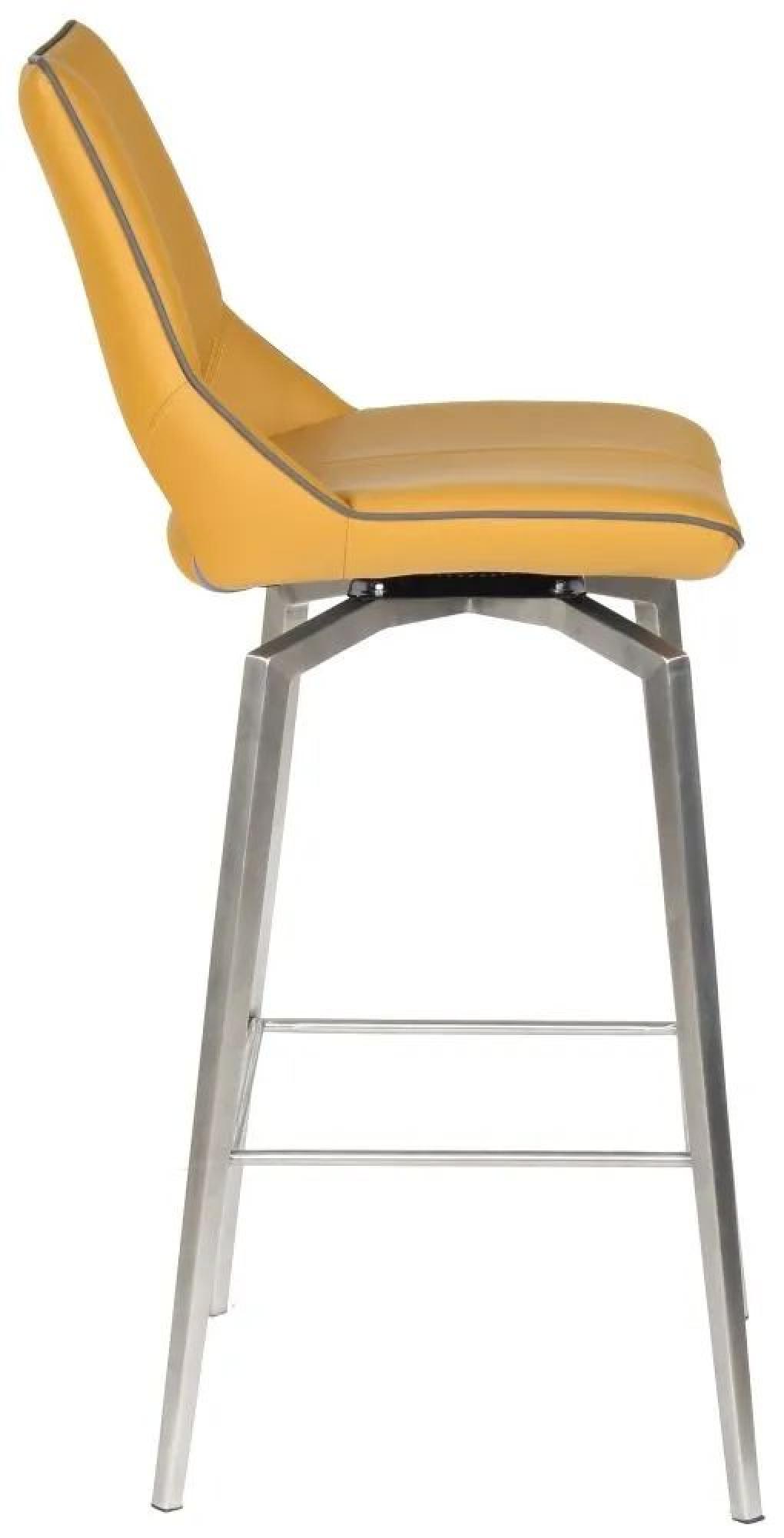 Product photograph of Set Of 2 Mako Yellow Leather Effect Swivel Bar Stool from Choice Furniture Superstore.