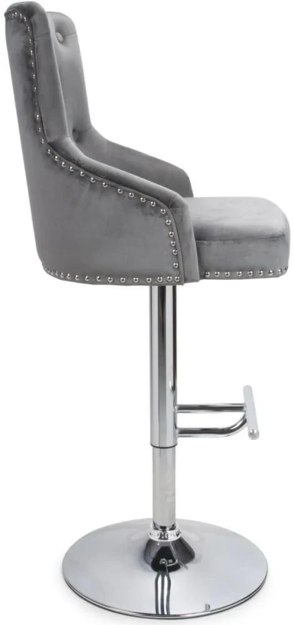 Product photograph of Set Of 2 Rocco Brushed Grey Velvet Bar Stool from Choice Furniture Superstore.