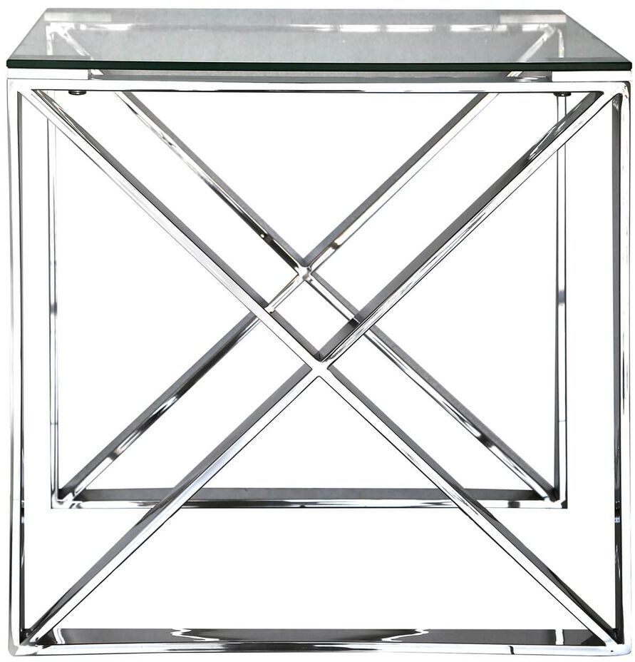 Product photograph of Zenith Glass And Chrome End Table from Choice Furniture Superstore.
