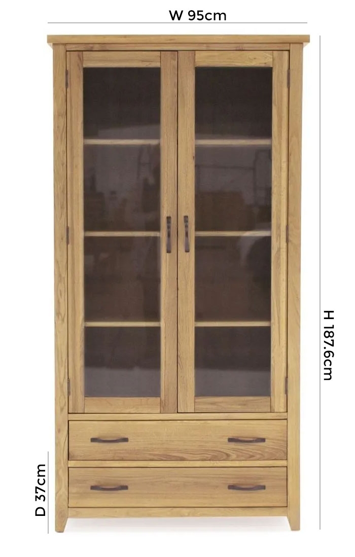 Product photograph of Vida Living Ramore Oak Display Cabinet from Choice Furniture Superstore.