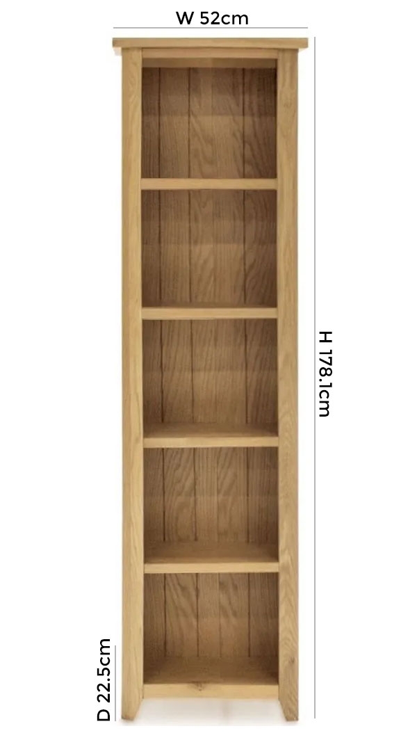 Product photograph of Vida Living Ramore Oak Tall Slim Bookcase from Choice Furniture Superstore.