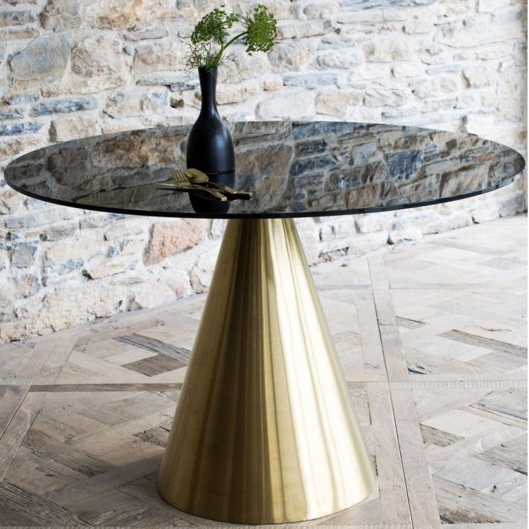 Product photograph of Oscar Brown Marble 2 Seater Square Dining Table With Brass Cone Base from Choice Furniture Superstore.
