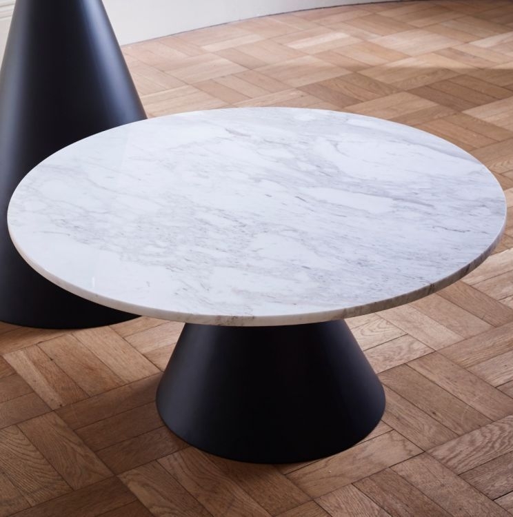 Product photograph of Oscar White Marble 2 Seater Square Dining Table With Black Cone Base from Choice Furniture Superstore.