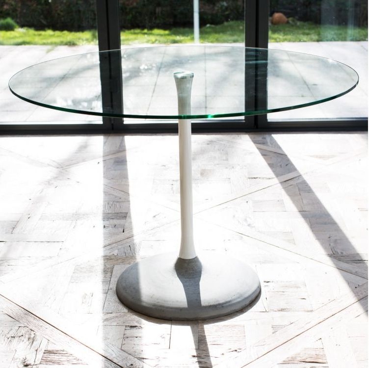 Product photograph of Swan White Marble And Brass Column 2 Seater Round Dining Table With Concrete Base from Choice Furniture Superstore.