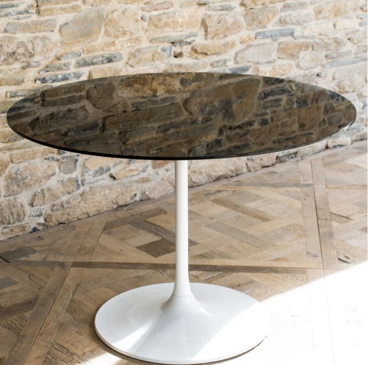 Product photograph of Swan White Gloss 4 Seater Round Dining Table With Chrome Tulip Base from Choice Furniture Superstore.