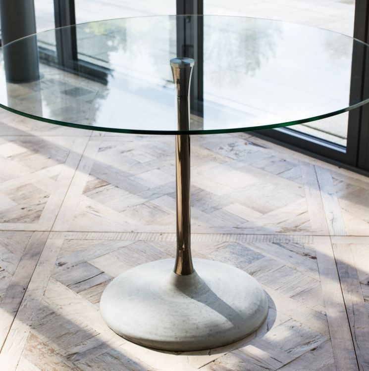 Product photograph of Gillmore Space Swan White Marble Top And Dark Chrome Column 80cm Round Dining Table With Concrete from Choice Furniture Superstore.