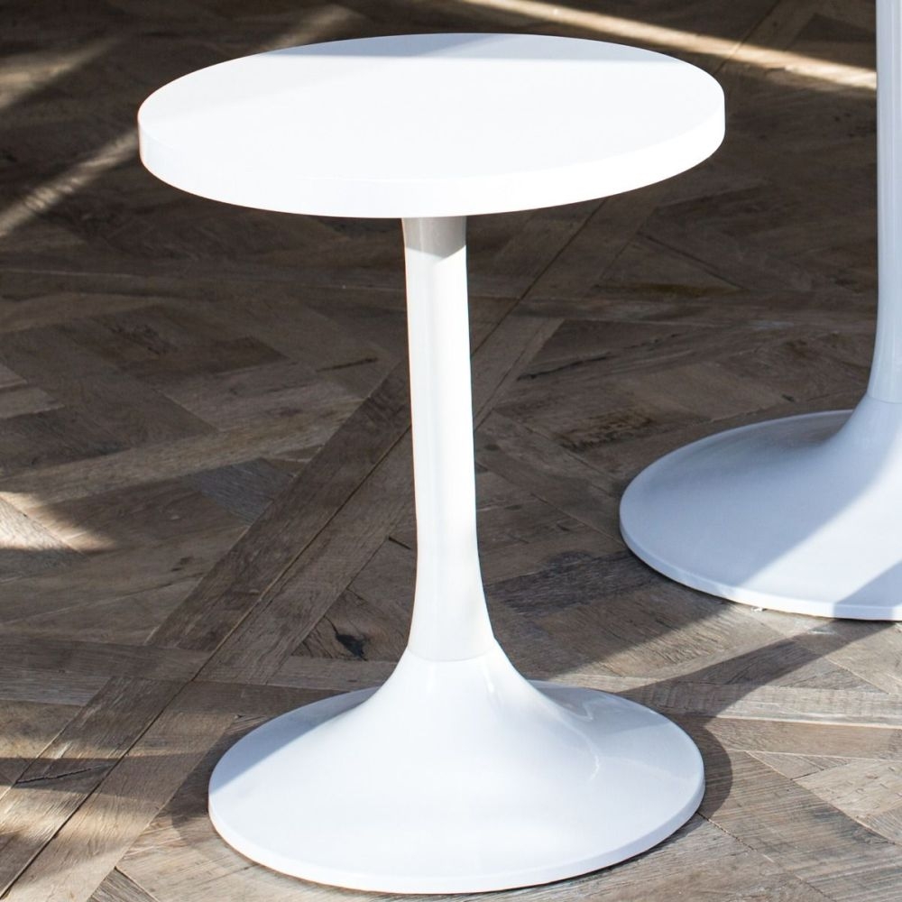 Product photograph of Gillmore Space Swan White Gloss Top Round Side Table With White Gloss Base from Choice Furniture Superstore.