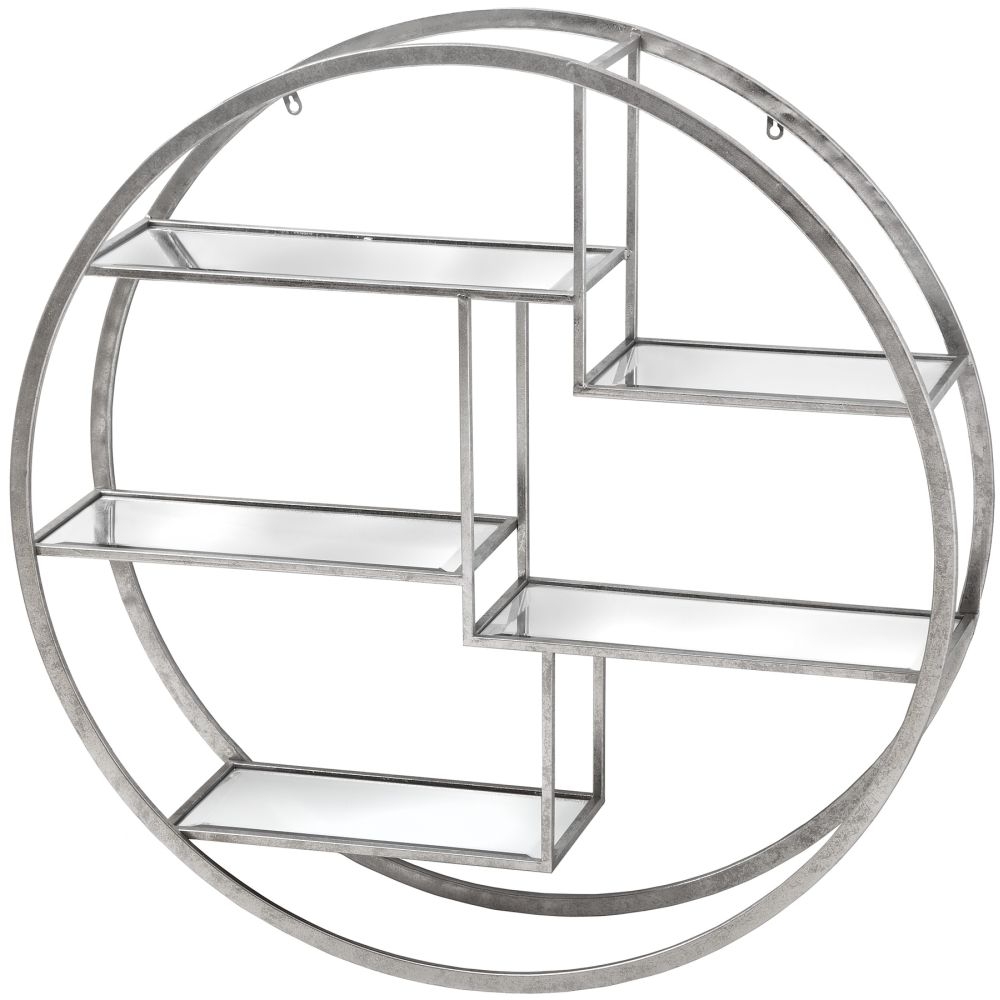 Product photograph of Circular Silver Wall Hanging Large Multi Shelf from Choice Furniture Superstore.