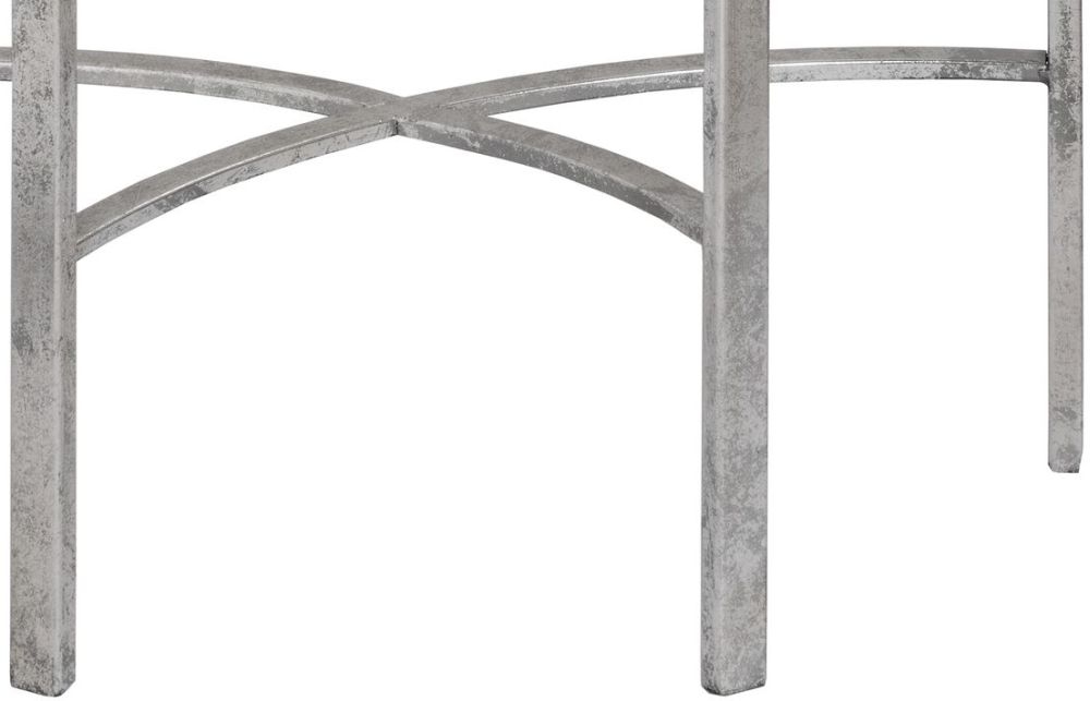 Product photograph of Hill Interiors Silver Mirrored Half Moon Table With Cross Detail from Choice Furniture Superstore.
