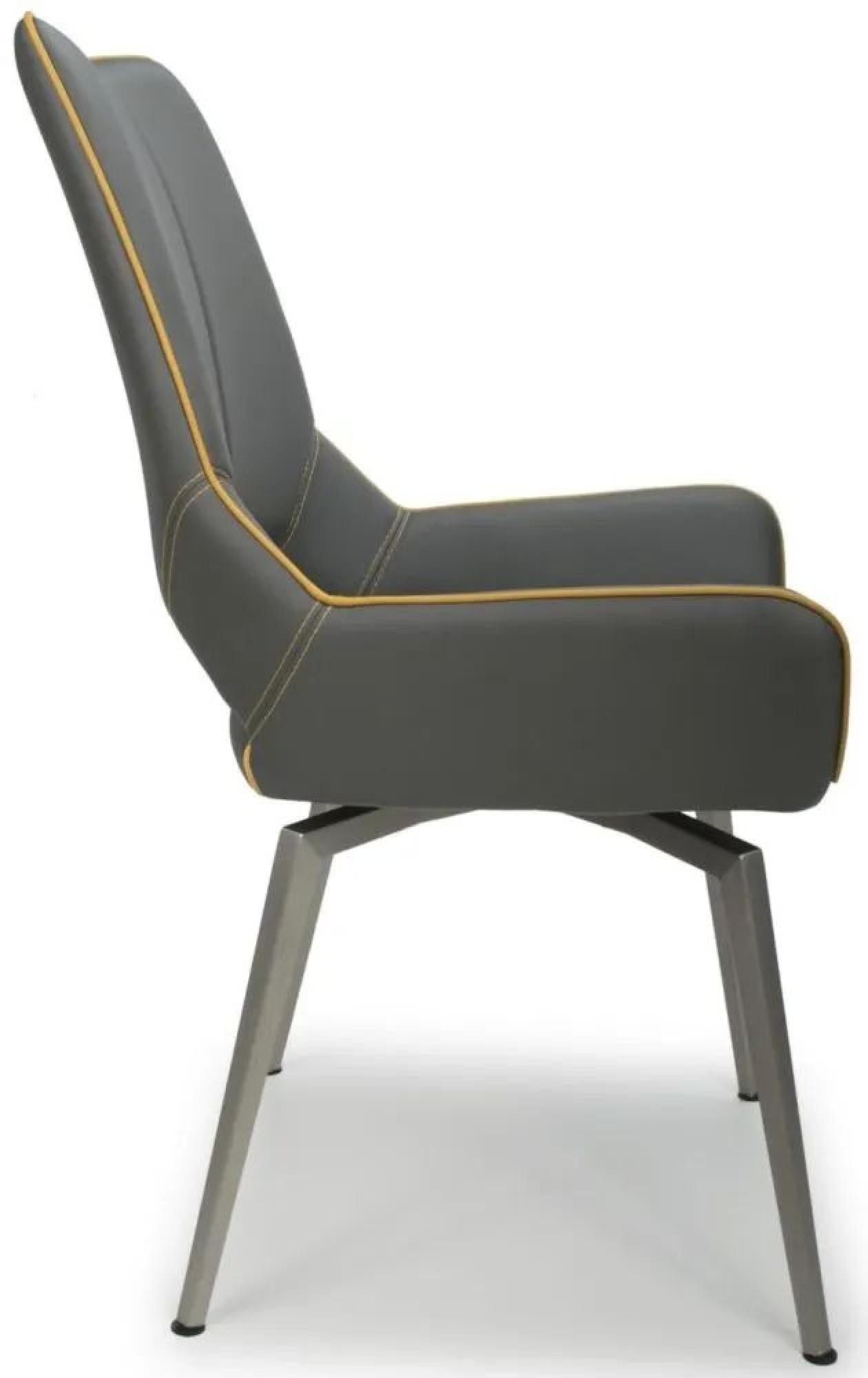 Product photograph of Set Of 2 Mako Graphite Leather Effect Swivel Dining Chair from Choice Furniture Superstore.