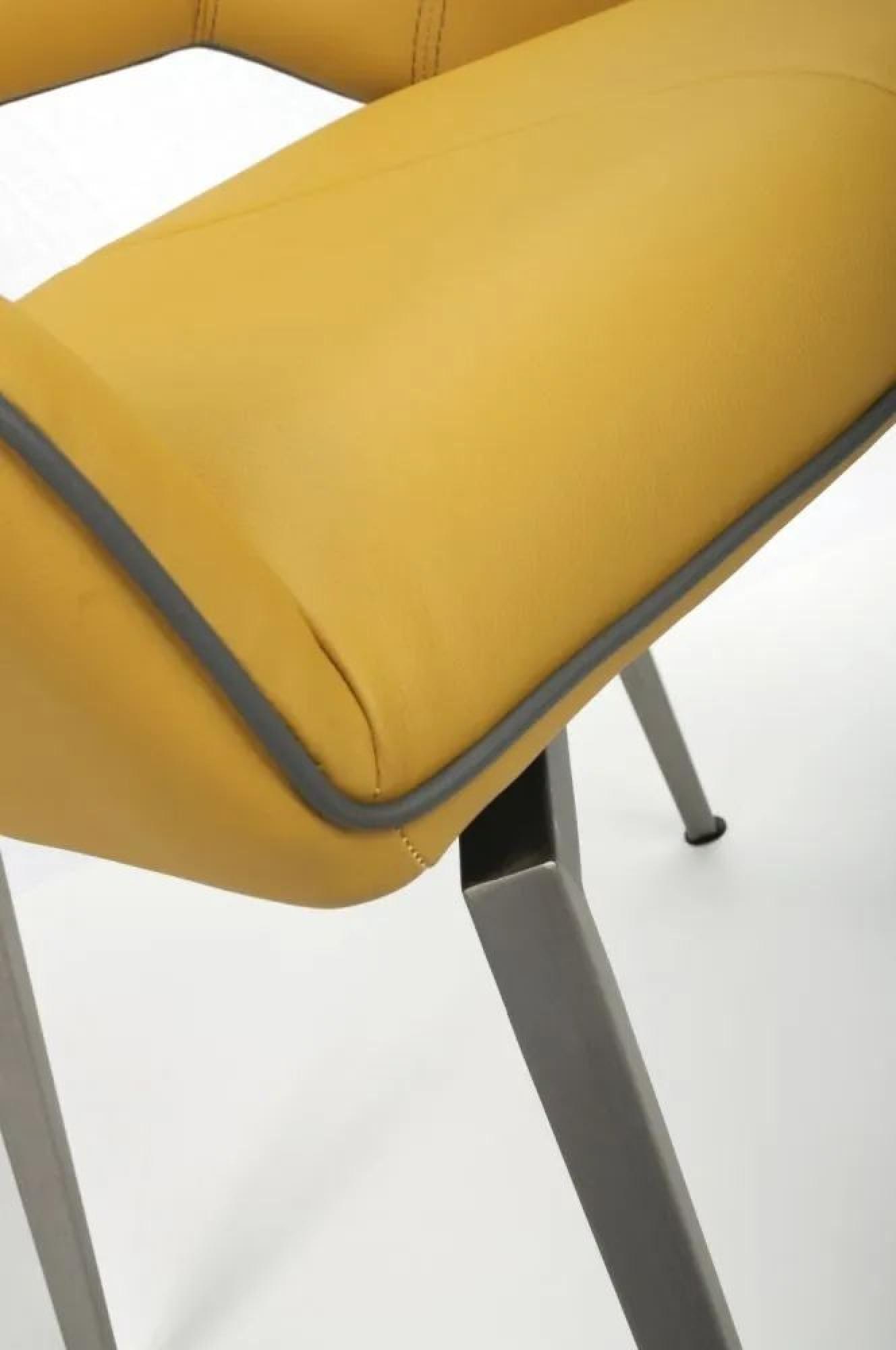 Product photograph of Set Of 2 Mako Yellow Leather Effect Swivel Dining Chair from Choice Furniture Superstore.