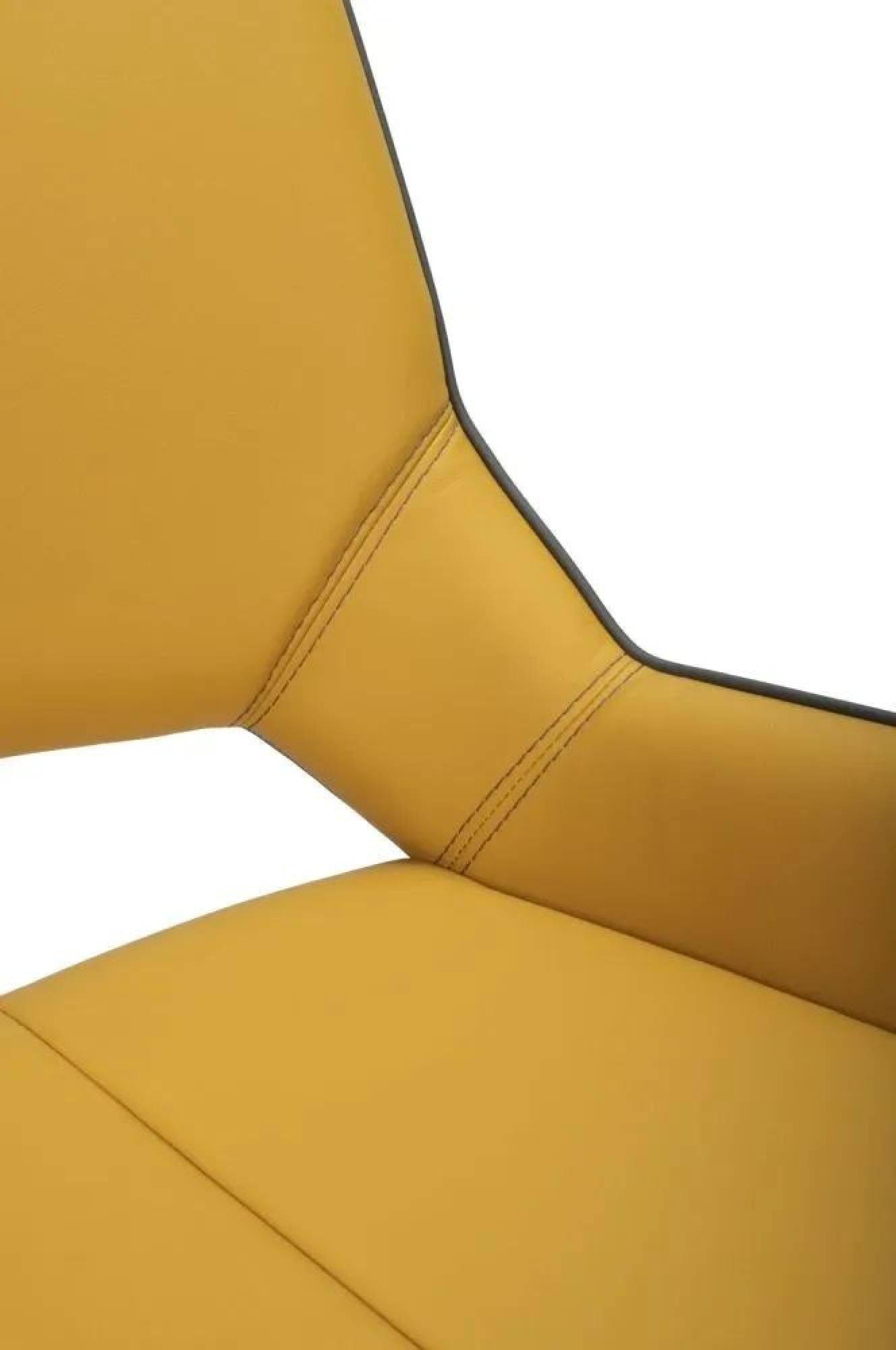 Product photograph of Set Of 2 Mako Yellow Leather Effect Swivel Dining Chair from Choice Furniture Superstore.