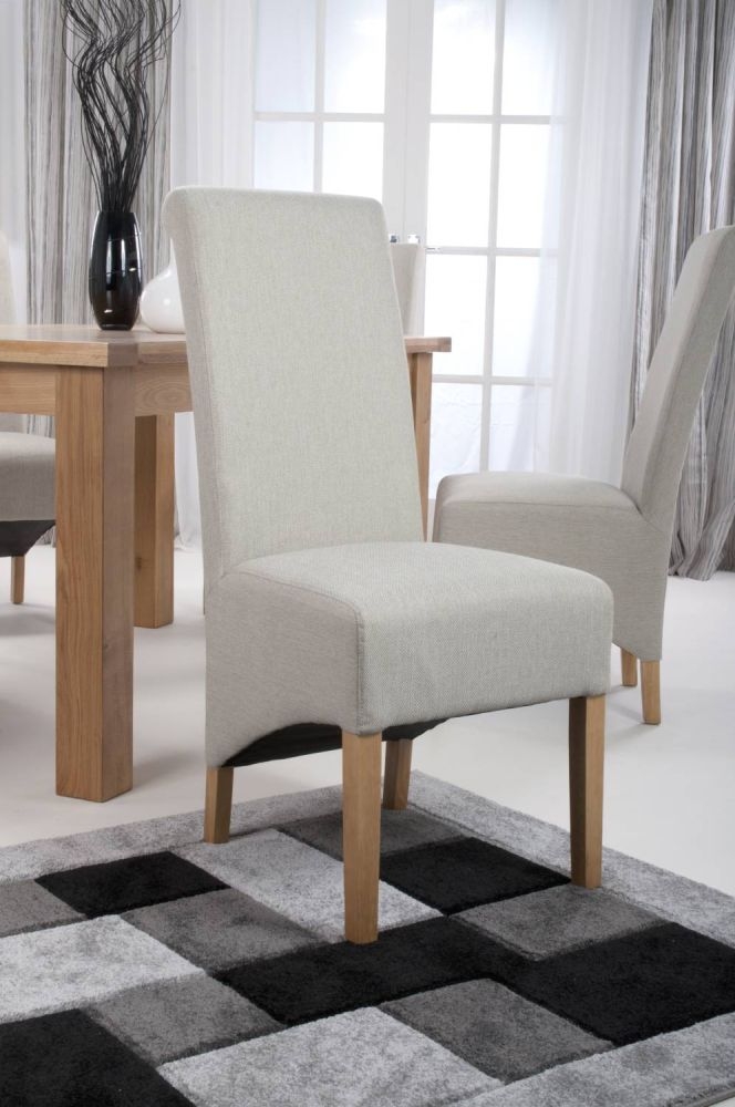 Product photograph of Krista Roll Back Dining Chair Sold In Pairs - Herringbone Check Cappuccino Herringbone Plain Cappuccino Options from Choice Furniture Superstore.
