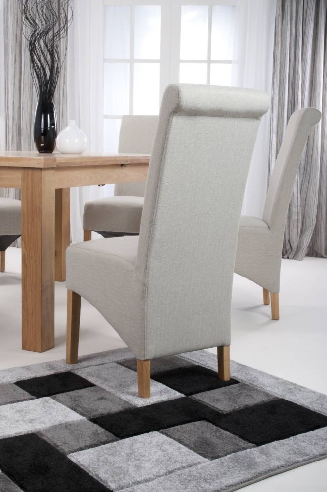 Product photograph of Krista Roll Back Dining Chair Sold In Pairs - Herringbone Check Cappuccino Herringbone Plain Cappuccino Options from Choice Furniture Superstore.