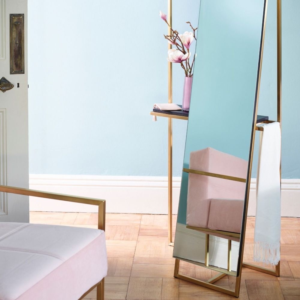 Product photograph of Federico Wenge Accent Floor Mirror With Brass Frame from Choice Furniture Superstore.