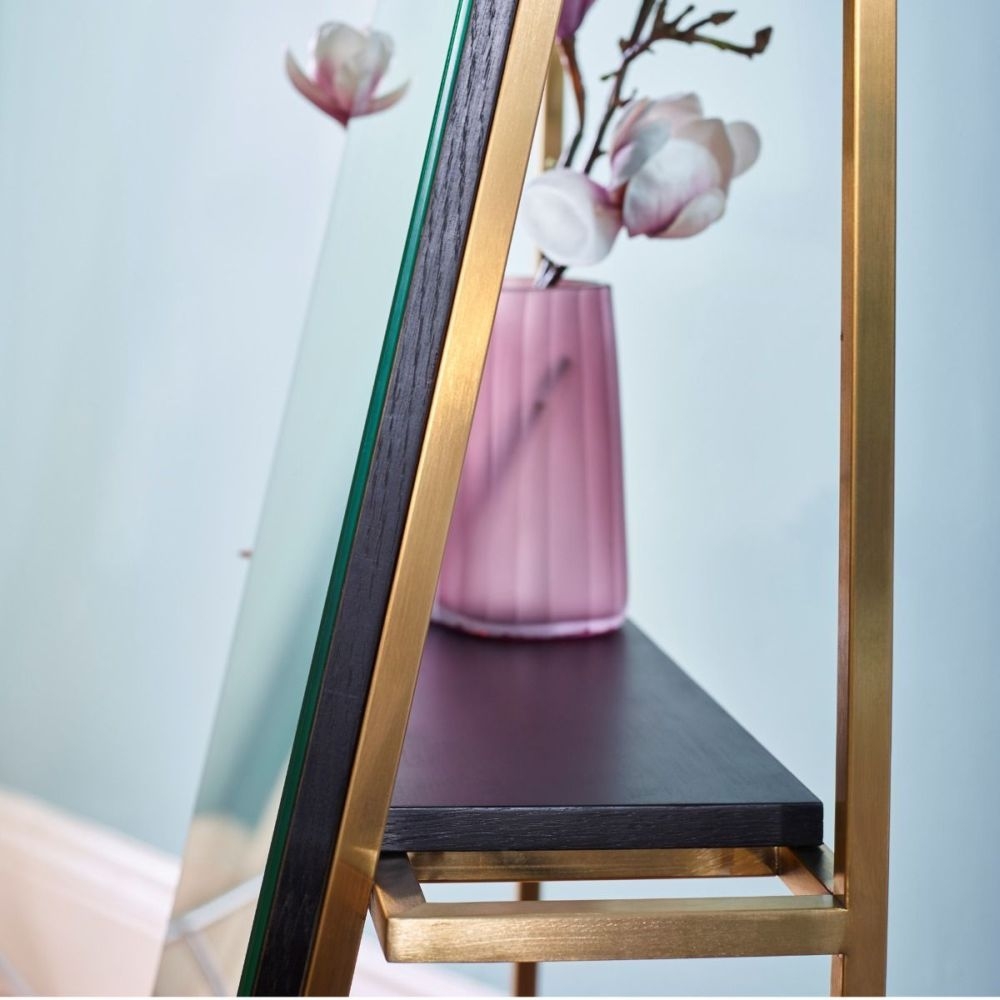 Product photograph of Federico Wenge Accent Floor Mirror With Brass Frame from Choice Furniture Superstore.