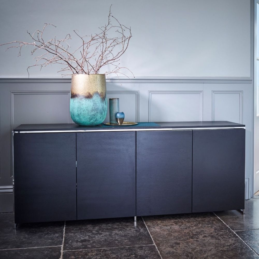 Product photograph of Federico Wenge 4 Door Wide Sideboard With Chrome Frame from Choice Furniture Superstore.