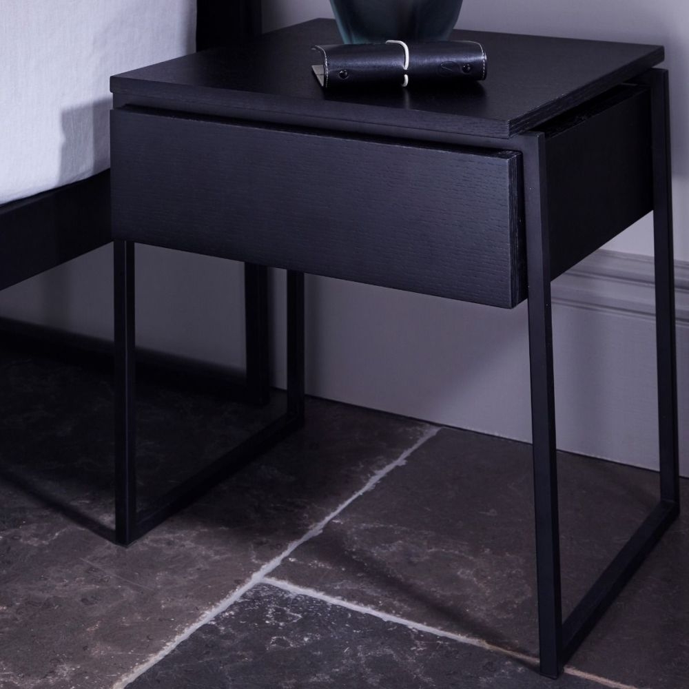 Product photograph of Gillmore Space Federico Wenge 1 Drawer Side Table With Black Metal Frame from Choice Furniture Superstore.