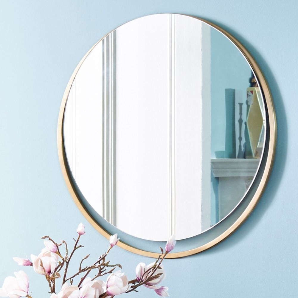 Product photograph of Federico Brass Frame Round Wall Mirror from Choice Furniture Superstore.