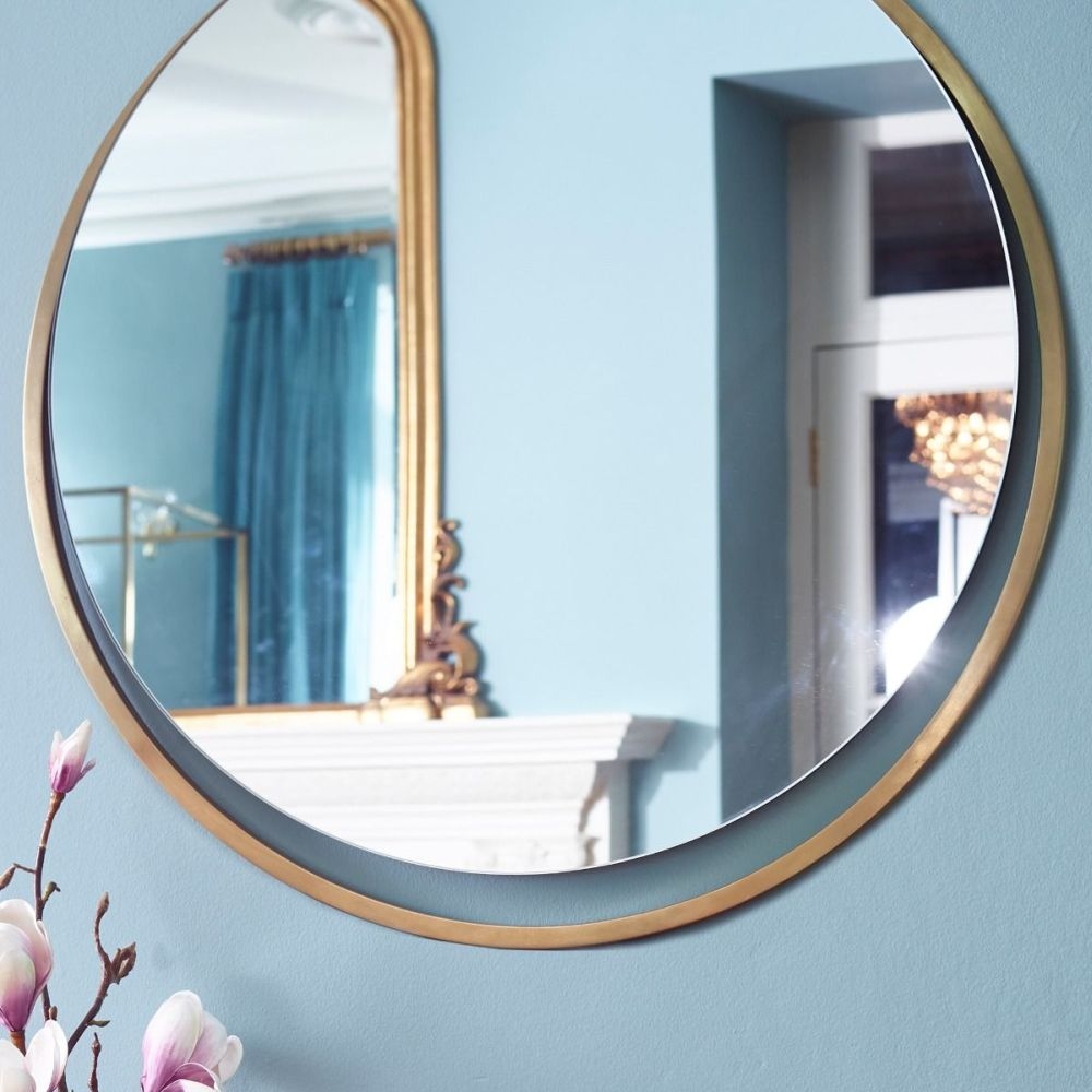 Product photograph of Federico Brass Frame Round Wall Mirror from Choice Furniture Superstore.