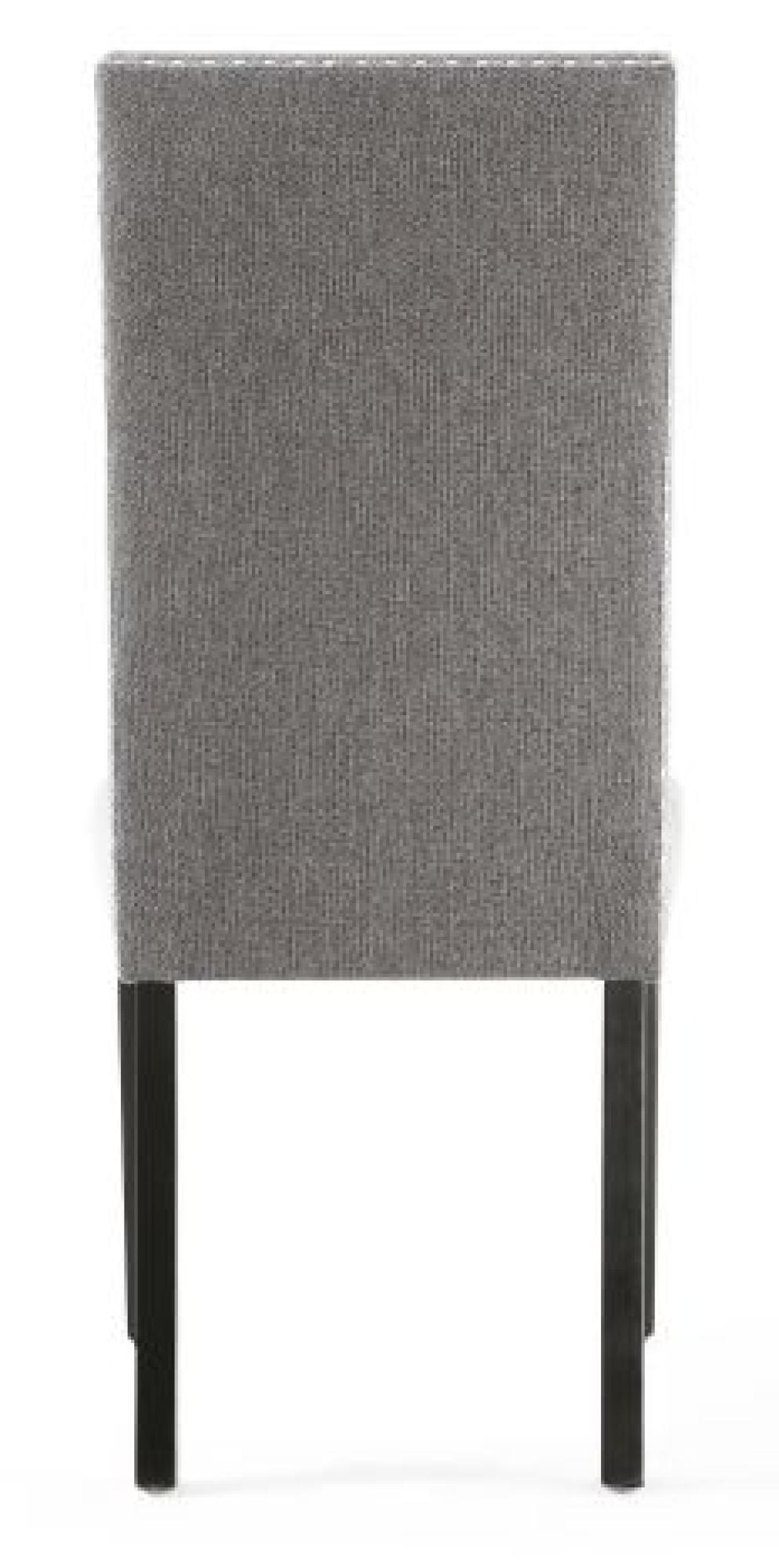 Product photograph of Set Of 2 Randall Stud Detail Steel Grey Linen Effect Fabric Dining Chair In Black Legs from Choice Furniture Superstore.