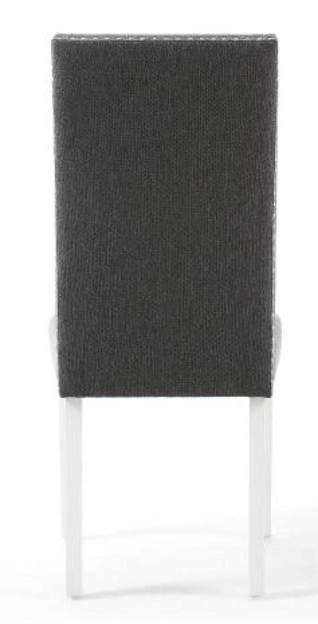 Product photograph of 2 X Randall Stud Detail Linen Effect Steel Grey Dining Chair In White Legs from Choice Furniture Superstore.