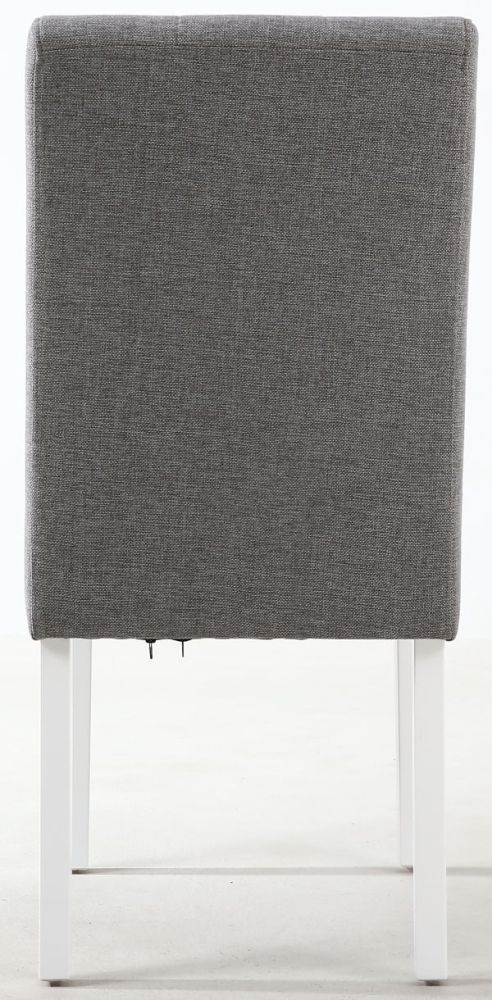 Product photograph of Moseley Stitched Waffle Silver Grey Linen Effect Dining Chair In White Legs Sold In Pairs from Choice Furniture Superstore.