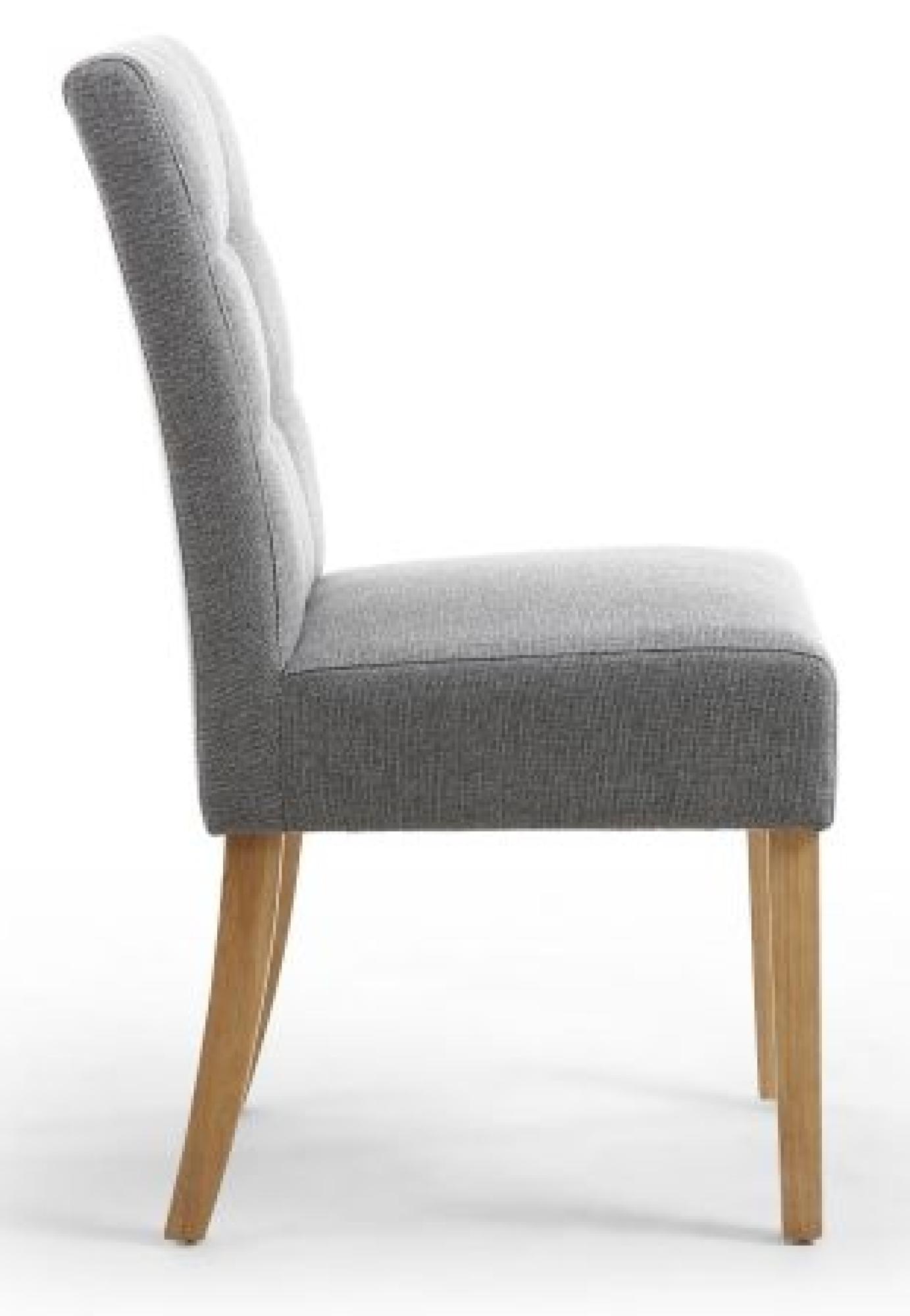 Product photograph of 2 X Moseley Stitched Waffle Silver Grey Linen Effect Dining Chair In Natural Legs from Choice Furniture Superstore.