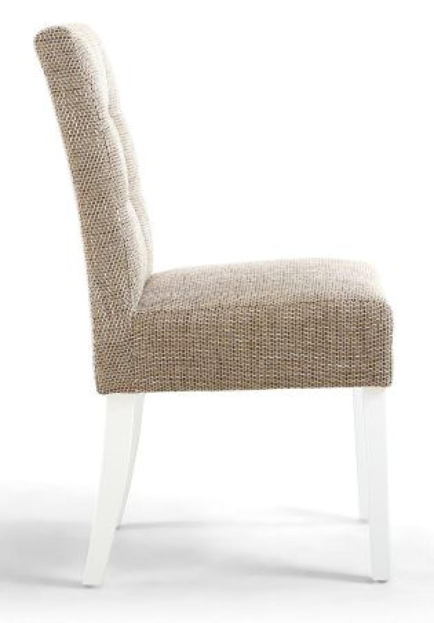 Product photograph of 2 X Moseley Stitched Waffle Tweed Oatmeal Dining Chair In White Legs from Choice Furniture Superstore.