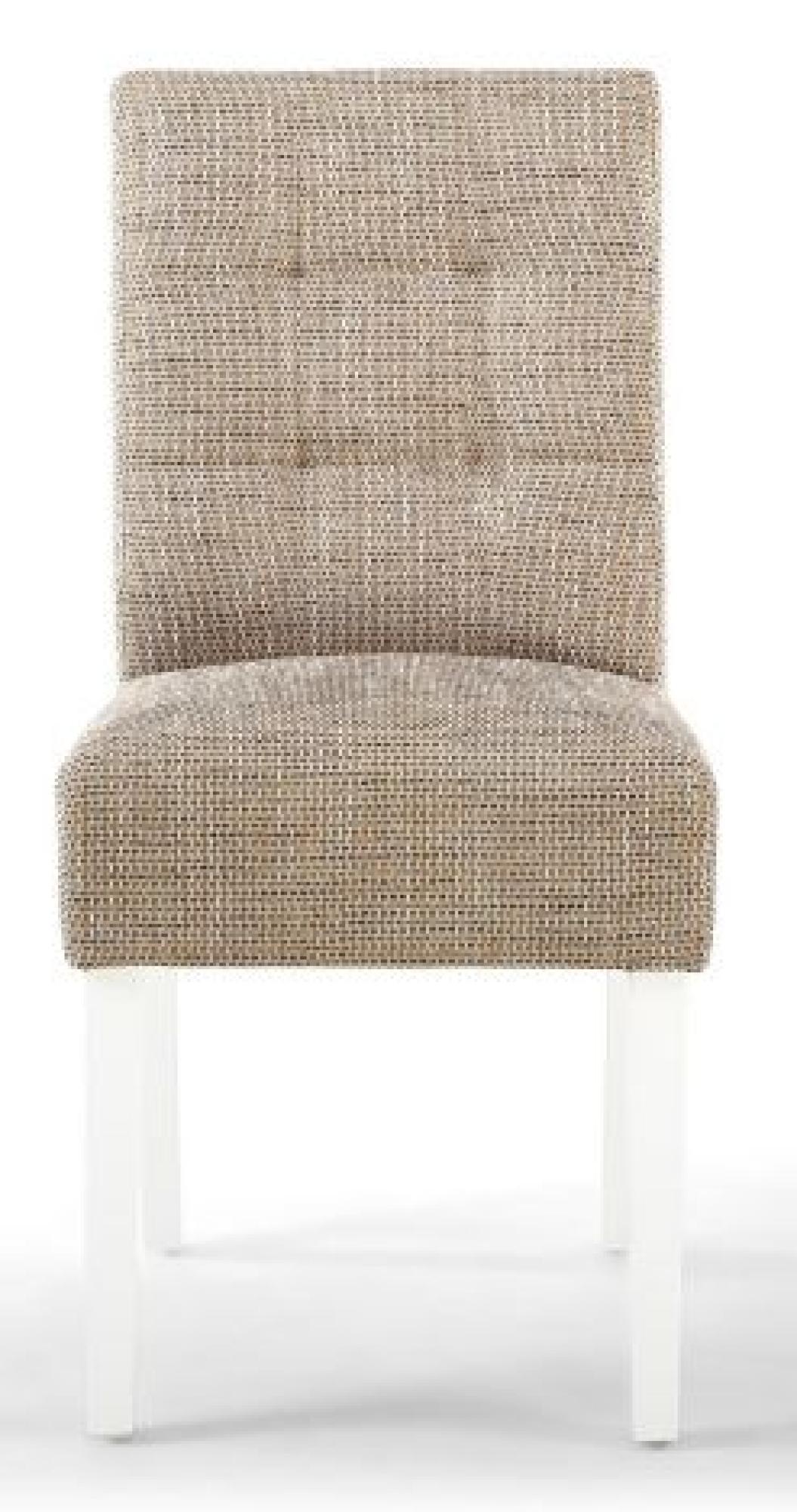 Product photograph of 2 X Moseley Stitched Waffle Tweed Oatmeal Dining Chair In White Legs from Choice Furniture Superstore.
