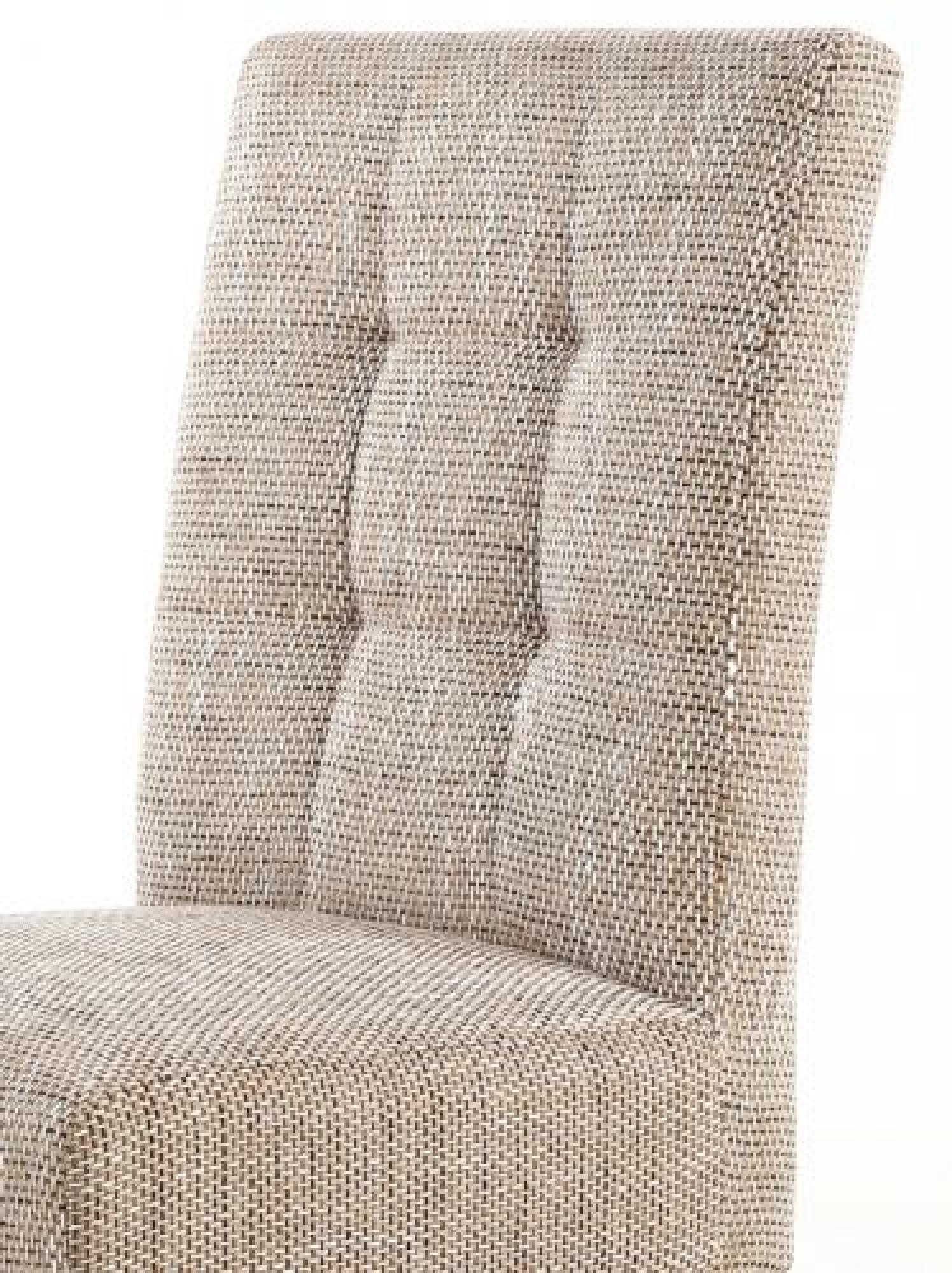 Product photograph of 2 X Moseley Stitched Waffle Tweed Oatmeal Dining Chair In White Legs from Choice Furniture Superstore.