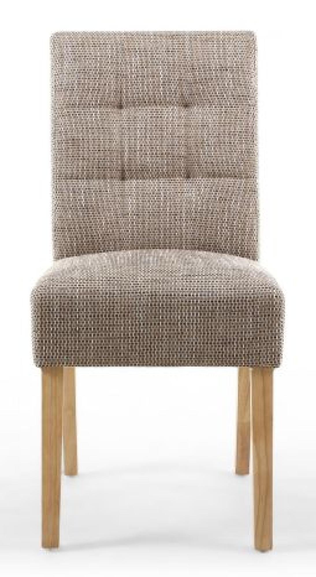 Product photograph of 2 X Moseley Stitched Waffle Tweed Oatmeal Dining Chair In Natural Legs from Choice Furniture Superstore.