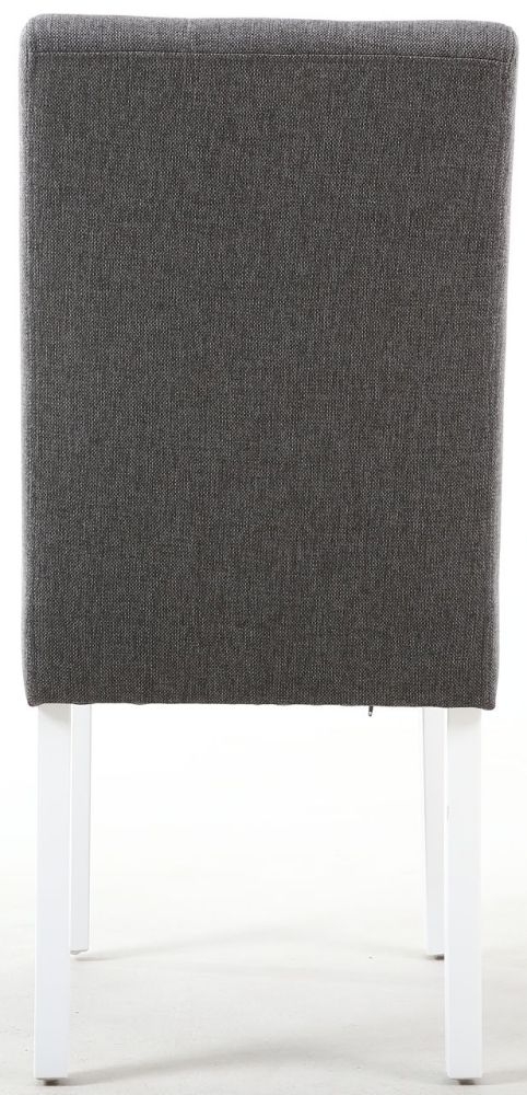 Product photograph of Moseley Stitched Waffle Steel Grey Linen Effect Dining Chair In White Legs Sold In Pairs from Choice Furniture Superstore.